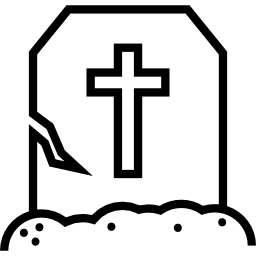 Halloween cracked tombstone with a cross icon