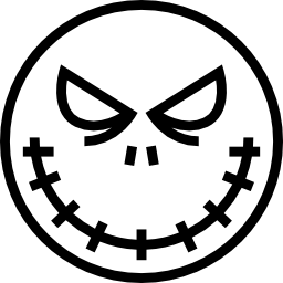 zły halloweenowy okrągły zarys przerażającej twarzy ikona
