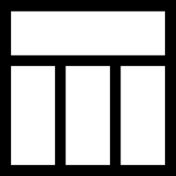 layout pulsante quadrato delineato di tre colonne con l'intestazione icona