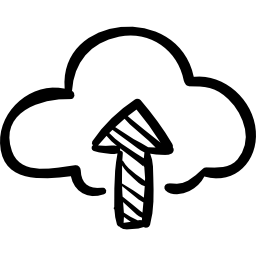 Upload to internet cloud sketch icon