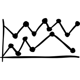 Business graphic sketch of two lines icon