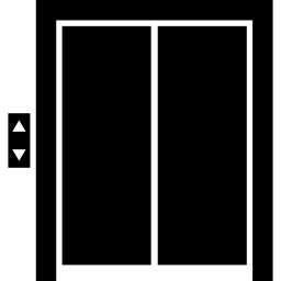 Building elevator doors icon