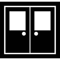 Closed doors with windows icon
