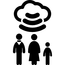 famiglia connessa con wifi a internet cloud icona