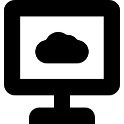 Visualization of cloud data on computer monitor screen icon