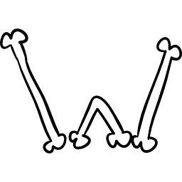 Bones W outlined letter of Halloween typography icon