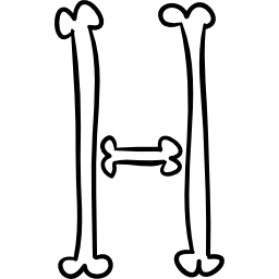 contorno de tipografia de ossos de halloween da letra h Ícone