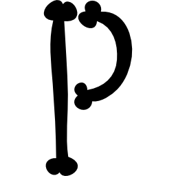tipografía de huesos de halloween llena forma de letra p icono