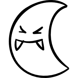 Moon Halloween face with fangs icon