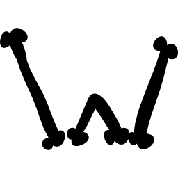 Letter W of bones Halloween filled typography icon