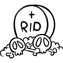 Halloween tombstone with bones and skulls icon