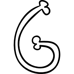 letra g de tipografía contorneada de hueso curvo icono