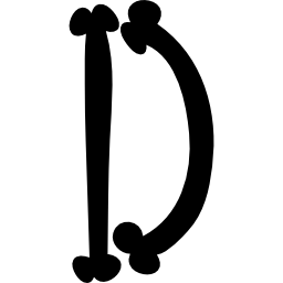 채워진 뼈 할로윈 인쇄술의 문자 d icon