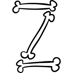 Letter Z of bones outline of Halloween typography icon