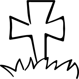 esquema de la cruz de la tumba sobre el césped icono