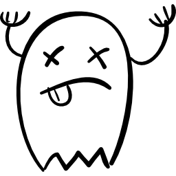 Halloween ghost with raised arms and tongue out icon