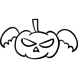 Halloween pumpkin head with wings icon