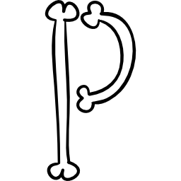 骨の文字 p の輪郭を描かれたハロウィーンのタイポグラフィ icon