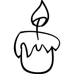 Candle with burning flame hand drawn outline icon