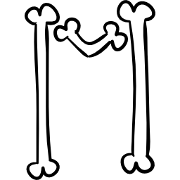 Letter M of bones outline icon