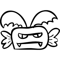 halloweenowy potwór cukierek z rogami i skrzydłami ikona