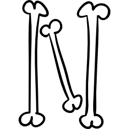 la lettera n delle ossa ha delineato la tipografia icona