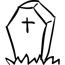 Halloween tombstone of coffin shape with a cross icon