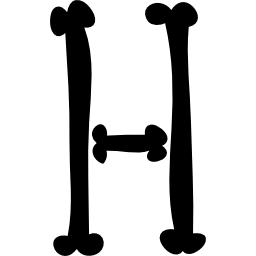 letra h de tipografía llena de huesos de halloween icono