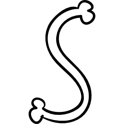 Letter S of bones outlined typography icon