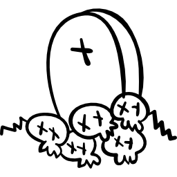 tomba di halloween con pila di teschi icona