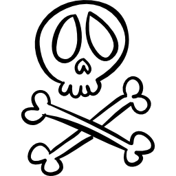 Halloween human skull and bones cross outlines icon