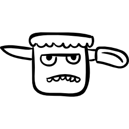 Halloween horrible head with with a knife icon