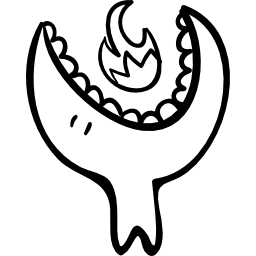 Big halloween monster head with open mouth eating an animal icon