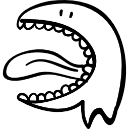 halloween-monstertierkopf mit großem offenem mund icon