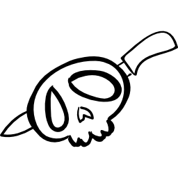 Halloween horror skull with a knife icon
