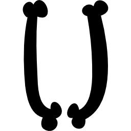 litera u wypełnionej typografii kości halloween ikona