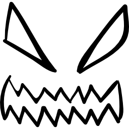 Halloween demon eyes and mouth outlines icon