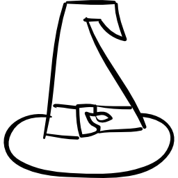 profilo disegnato a mano del cappello da strega conico magico di halloween icona