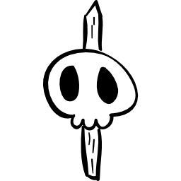 Skull on wood stick icon