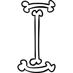 litera i zarysowanych kości halloween ikona