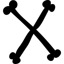 litera x kości wypełniona kształtem typografii halloween ikona