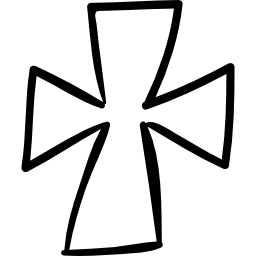 Religious cross hand drawn outline icon