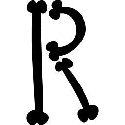 znak litery r wypełnionej typografii kości halloween ikona