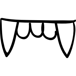 Halloween denture outline with fangs icon