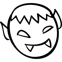 Halloween monster face with fangs icon