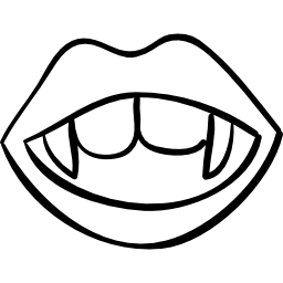 halloween enge vrouwelijke lippen mond met grote hoektanden icoon