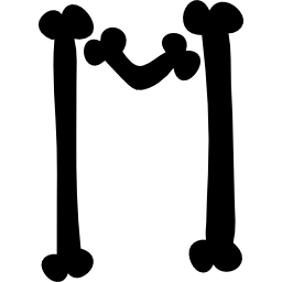 Буква m заполненных костей типографии иконка