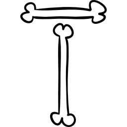 Letter T of bones outlined Halloween typography icon