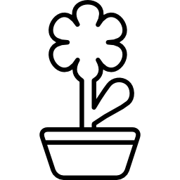 Растение с цветком на контуре горшка иконка