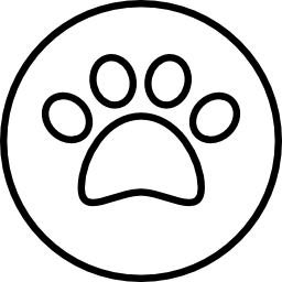 pawprint omtrek in een cirkel icoon